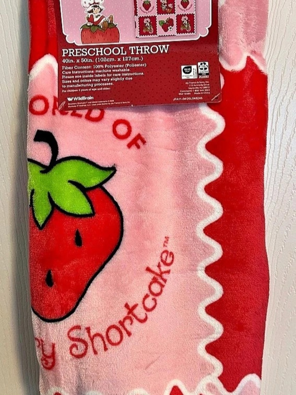 Strawberry Shortcake Throw Blanket Pink & Red 40x50” New